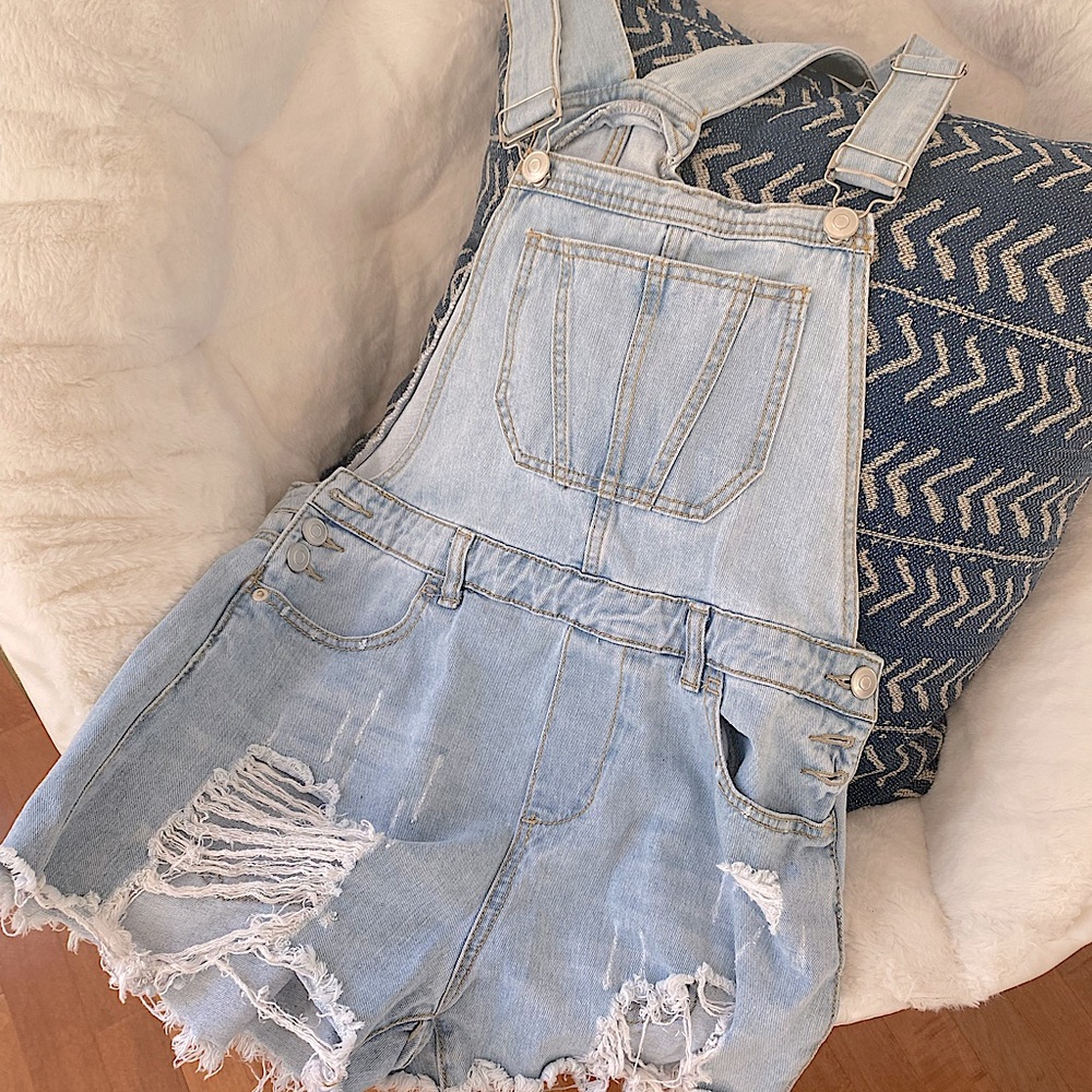 Distressed Denim Overalls 💛
